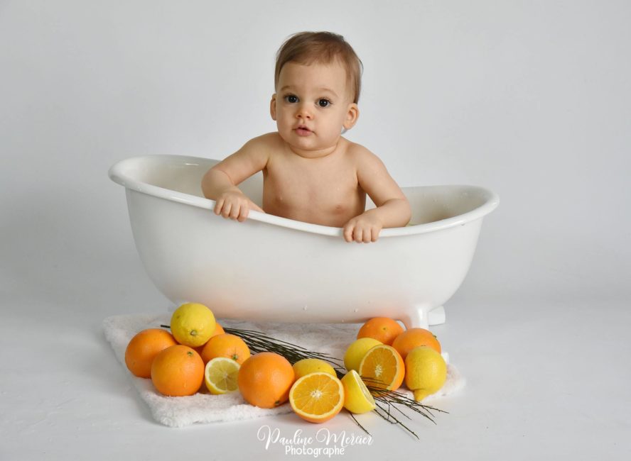 Séance photo enfant 1 an avec bain